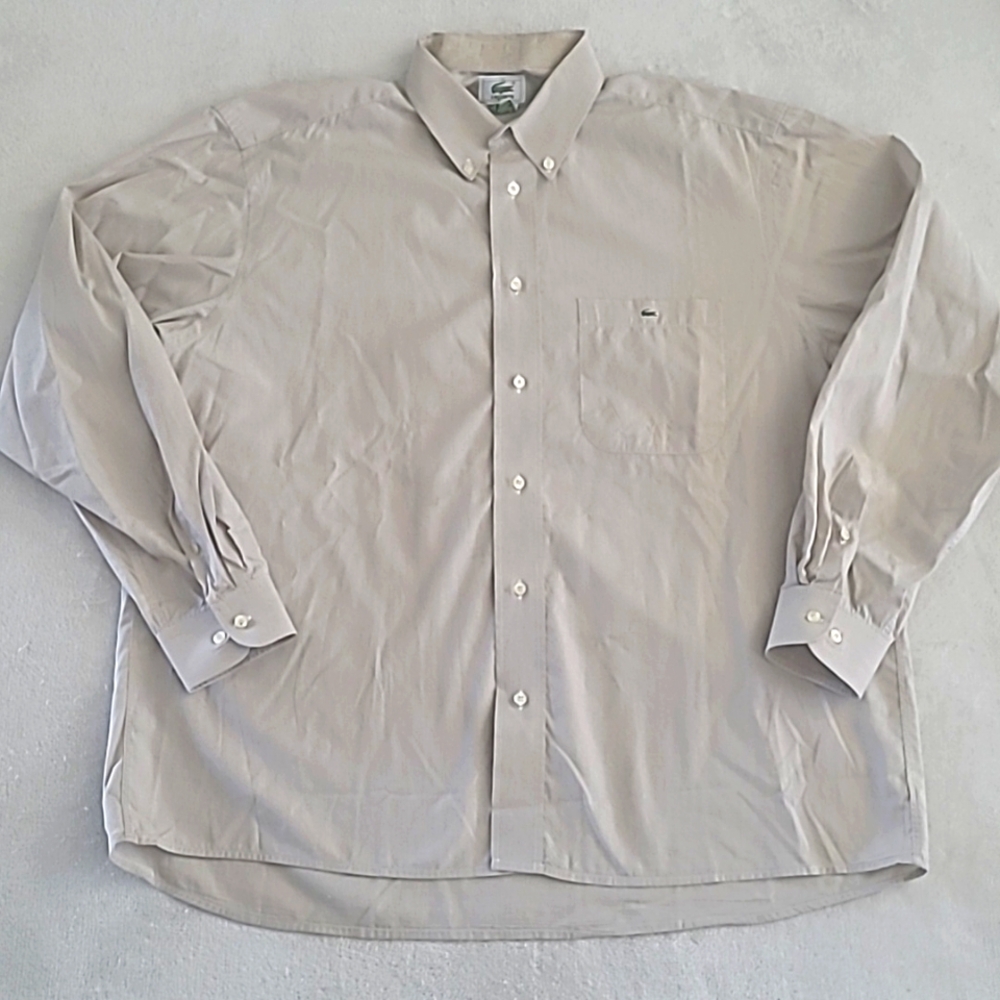 Lacoste Mens 44 Poplin Button Down Regular Fit Check Print Shirt Preppy Designer